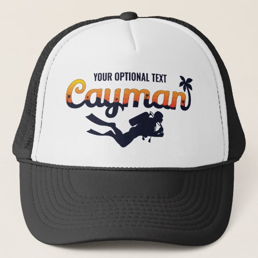 Aangepaste tekst Cayman Islands Scuba Diver Trucker Pet (Voorkant)