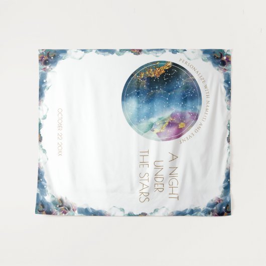 Aangepaste tekst, Celestial Cosmic Photo Backdrop Wandkleed (Voorkant (horizontaal))