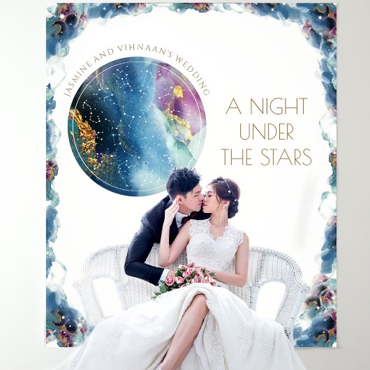 Aangepaste tekst, Celestial Cosmic Photo Backdrop Wandkleed