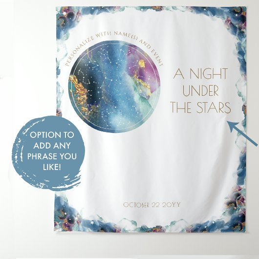 Aangepaste tekst, Celestial Cosmic Photo Backdrop Wandkleed