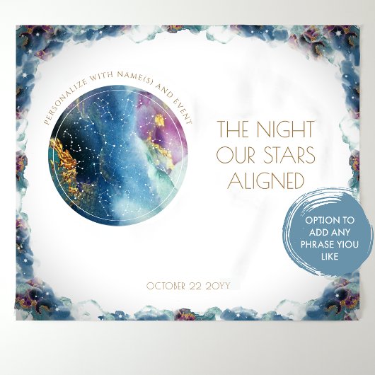 Aangepaste tekst, Celestial Horizontal Foto Backdr Wandkleed