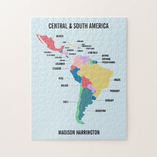Aangepaste tekst Centraal- en Zuid-Amerika Legpuzzel (Verticaal)