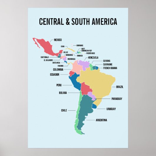 Aangepaste tekst Centraal- en Zuid-Amerika Poster (Voorkant)
