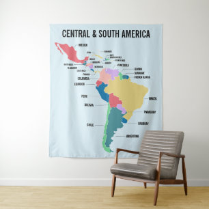 Aangepaste tekst Centraal- en Zuid-Amerika Wandkleed