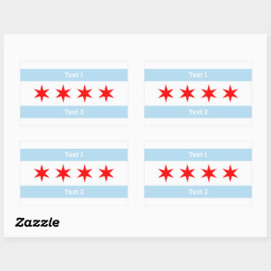 Aangepaste tekst Chicago vlag 6-punts sterren   2  Rechthoekige Sticker