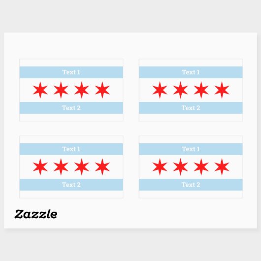 Aangepaste tekst Chicago vlag 6-punts sterren | 2  Rechthoekige Sticker (Vel)