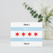 Aangepaste tekst Chicago vlag Blauwe strepen Rode  Briefkaart (Staand voorkant)