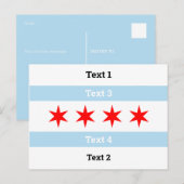 Aangepaste tekst Chicago vlag Blauwe strepen Rode  Briefkaart (Voorkant / Achterkant)