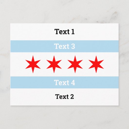 Aangepaste tekst Chicago vlag Blauwe strepen Rode  Briefkaart (Voorkant)