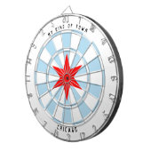 Aangepaste tekst Chicago vlag Rood 6-punts ster Dartbord (Voorkant Rechts)