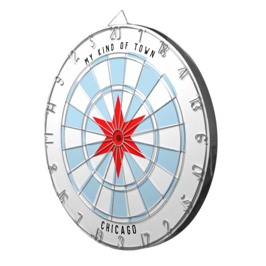 Aangepaste tekst Chicago vlag Rood 6-punts ster Dartbord (Voorkant Rechts)