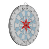 Aangepaste tekst Chicago vlag Rood 6-punts ster Dartbord (Voorkant Links)