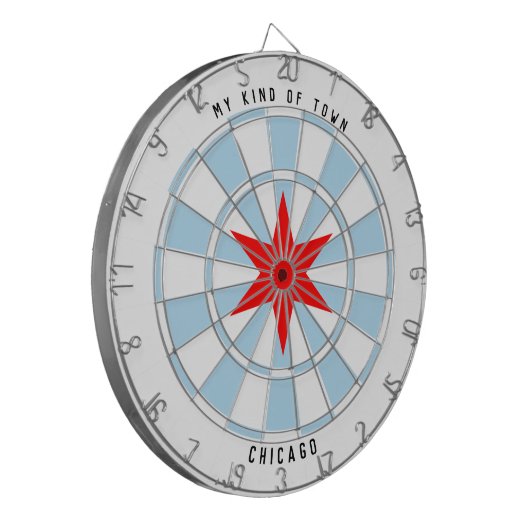 Aangepaste tekst Chicago vlag Rood 6-punts ster Dartbord (Voorkant Links)