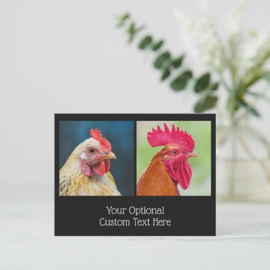 Aangepaste tekst Chicken & Rooster Briefkaart (Staand voorkant)