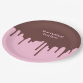 Aangepaste tekst Chocolade Drip Papieren Bordje (Gekanteld)