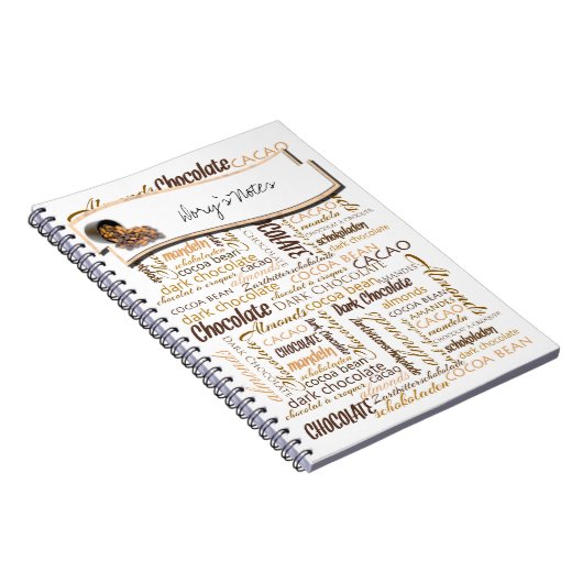 Aangepaste tekst Chocolade Meertalige typografie Notitieboek (Rechterzijde)