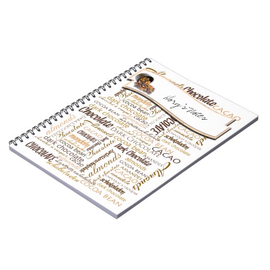 Aangepaste tekst Chocolade Meertalige typografie Notitieboek (Linkerzijde)