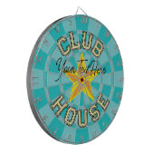 Aangepaste tekst Club House Turquoise kleur Geel S Dartbord (Voorkant Links)