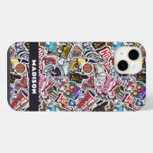 Aangepaste tekst College Comics Patroon iPhone Hoesje (Achterkant horizontaal)