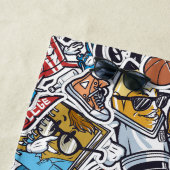 Aangepaste tekst College Comics Patroon Strandlaken (In situ)