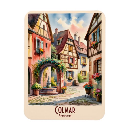 Aangepaste tekst Colmar Elzas Frankrijk Reizen Aqu Magneet (Verticaal)