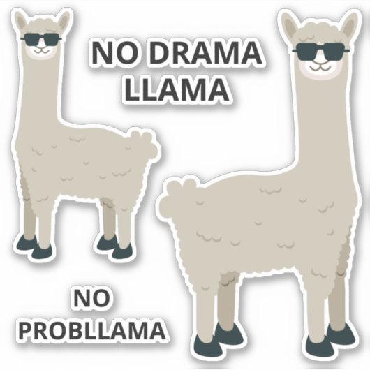 Aangepaste tekst Cool Llama stickers (Voorkant)