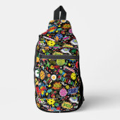 Aangepaste tekst Cool Zing pickleball doodle black Sling Bag (Voorkant)