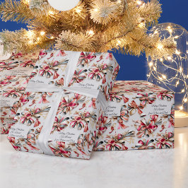 Aangepaste tekst coquette linten bogen Kerstmis Cadeaupapier