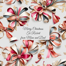Aangepaste tekst coquette linten bogen Kerstmis Cadeaupapier