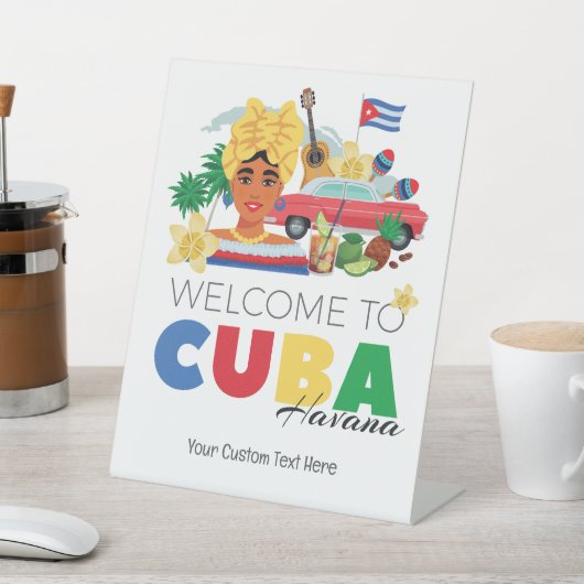 Aangepaste tekst Cuba Havana Reclamebord Met Voetstuk (Insitu)