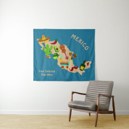 Aangepaste tekst: culturele kaart MEXICO Wandkleed