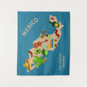 Aangepaste tekst: culturele kaart MEXICO Wandkleed (Voorkant)