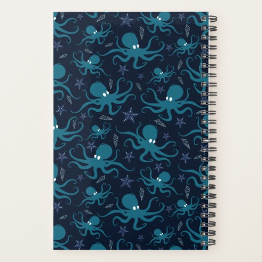 Aangepaste tekst Cute Blue Octopus Planner (Achterkant)