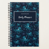 Aangepaste tekst Cute Blue Octopus Planner (Voorkant)