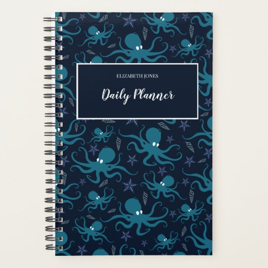 Aangepaste tekst Cute Blue Octopus Planner (Voorkant)