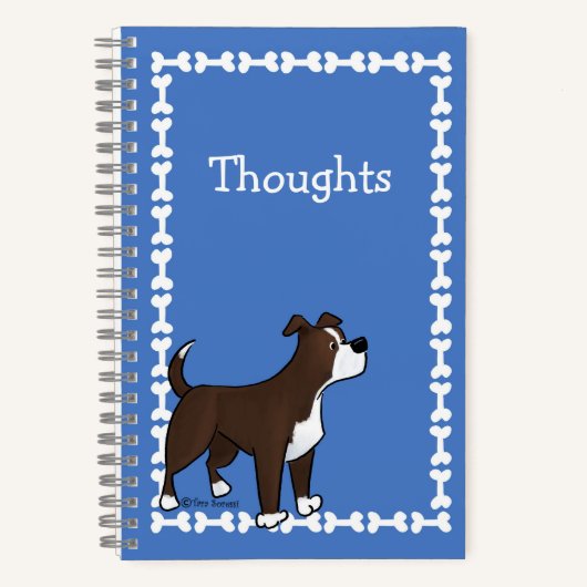 Aangepaste tekst Cute Staffy Lab hond Botten Blauw Notitieboek (Voorkant)
