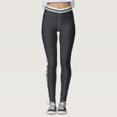 Aangepaste Tekst Cute Strepen Neutraal Caviar Athl Leggings (Voorkant)