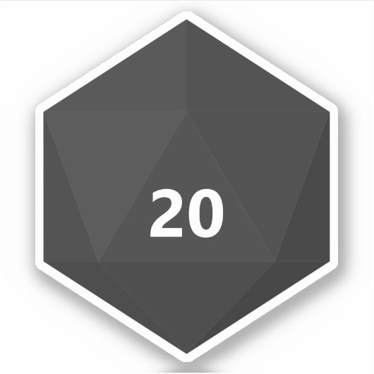 Aangepaste tekst D20 Die | Zwarte Sjabloon Sticker (Voorkant)