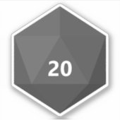 Aangepaste tekst D20 sterven | Grijze Sjabloon Sticker (Voorkant)