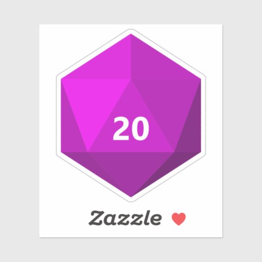 Aangepaste tekst D20 sterven | Sjabloon magenta Sticker (Vel)