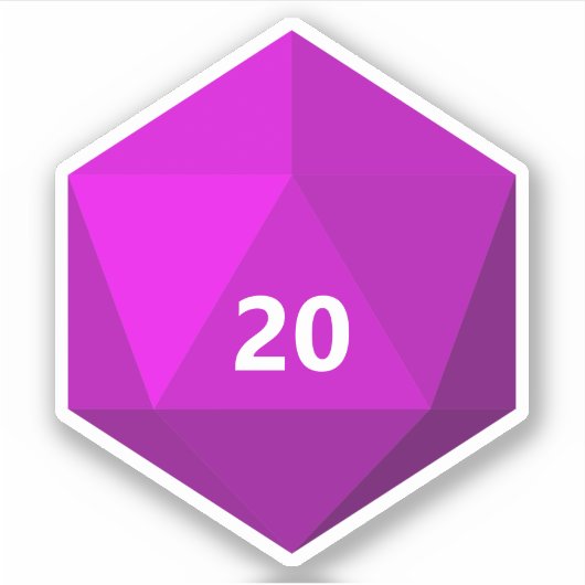 Aangepaste tekst D20 sterven | Sjabloon magenta Sticker (Voorkant)