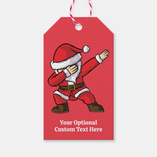 Aangepaste tekst Dabbing Dancing Santa Cadeaulabel (Voorkant)