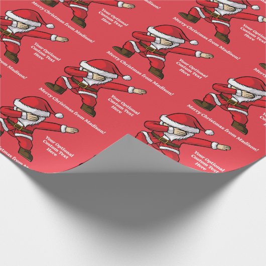 Aangepaste tekst Dabbing Dancing Santa Cadeaupapier (Hoek)