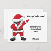Aangepaste tekst Dabbing Dancing Santa Feestdagenkaart (Voorkant / Achterkant)