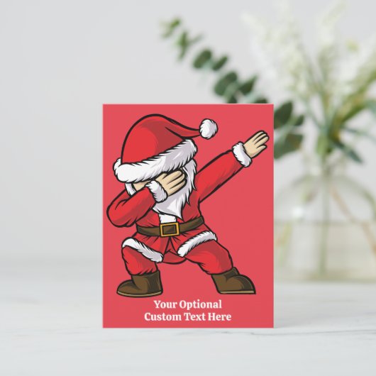 Aangepaste tekst Dabbing Dancing Santa Feestdagenkaart (Staand voorkant)