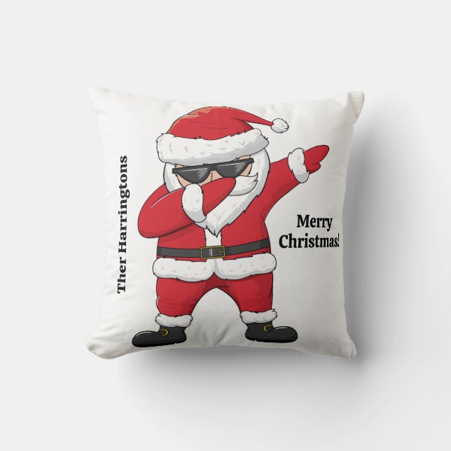 Aangepaste tekst Dabbing Dancing Santa Kussen (Voorkant)