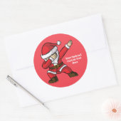 Aangepaste tekst Dabbing Dancing Santa Ronde Sticker (Envelop)