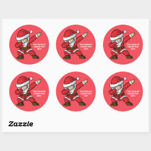 Aangepaste tekst Dabbing Dancing Santa Ronde Sticker