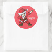 Aangepaste tekst Dabbing Dancing Santa Ronde Sticker (Tas)