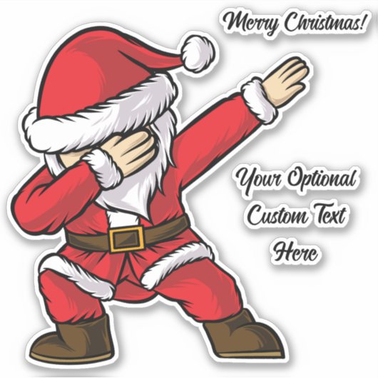 Aangepaste tekst Dabbing Dancing Santa Sticker (Voorkant)
